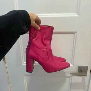 Pink leather boots from Zara